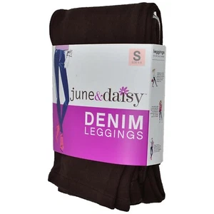 New June & Daisy Denim Leggings Espresso Brown Size Small Comfortable Waistband - Picture 1 of 5