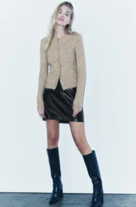 ZARA NUEVO CÁRDIGAN MUJER CON CUENTAS ESTRÁS PUNTO VISÓN VERDOSO TALLA XL 9598/297 - Imagen 1 de 8