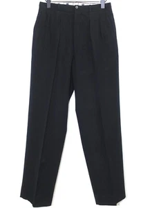 French Vintage 1940s Black Wool Tailored Pleated Pants W30 Made in France - Picture 1 of 11