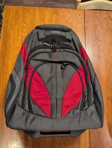 Travel Pro Rolling Backpack Suitcase Luggage with Collapsible Handle, Red - Picture 1 of 7