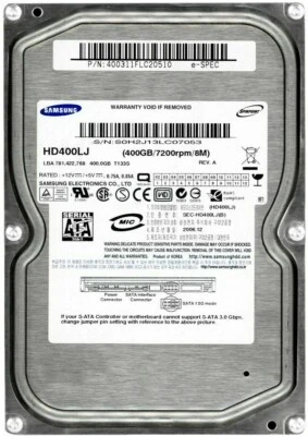 Hard Samsung Spinpoint T133S HD400LJ 400GB 7200U/Min 8MB SATA II 3.5'' Zol - Image 1 of 3