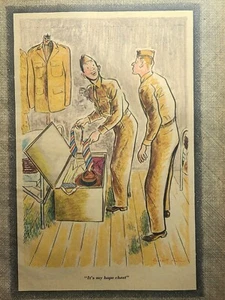 Soldados de la Segunda Guerra Mundial Footlocker Hope Chest Civies ropa vintage revista impresión 1944 - Imagen 1 de 4