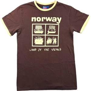 Norway T Shirt Small Brown Travel Tourist Holiday T Shirt Graphic Summer Tee - Picture 1 of 9