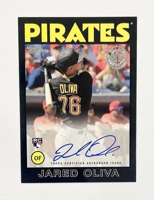 2021 Update 1986 Topps Baseball Black /199 Jared Oliva #86B-JOL Rookie Auto RC - Image 1 of 2