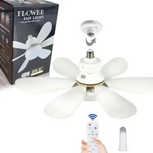 DLLHAVENU Ceiling Fan with Lights and Remote, E27 Bayonet Screw in Ceiling Fans - Picture 1 of 5