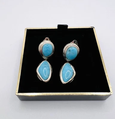 Barse Sterling Silver Turquoise Drop Clip On Earrings - Image 1 of 4