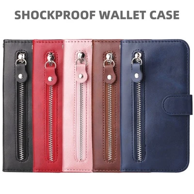 Flip Stand Zipper Wallet Card Phone Case For Google Pixel 9/10 Pro XL 9a 8a 7a - Image 1 of 4