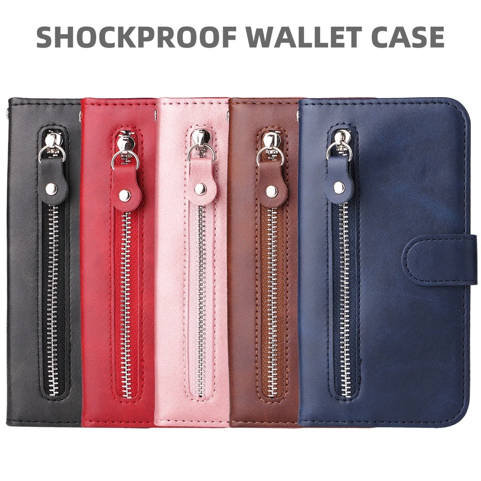 Flip Stand Zipper Wallet Card Phone Case For Google Pixel 9/10 Pro XL 9a 8a 7a - Image 1 of 4