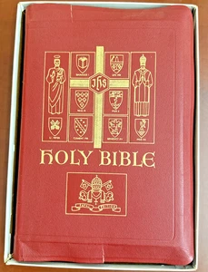 Vintage Heilige Bibel Päpstliche Ausgabe The Catholic Press rotes Leder RAR 1951 - Bild 1 von 24