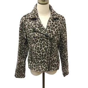Cupcakes and Cashmere Women's Size Medium Leopard Print Wool Blend Jacket Zip Up - Picture 1 of 13