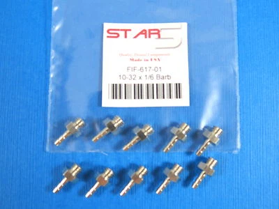 Dental Fitting Connector 10-32 x 1/16 Barb Plated Kit /10 Pcs STAR5 - Image 1 of 2