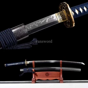 Japanese Katana T10 Carbon Steel Clay Tempered Real Hamon Samurai Brass Tsuba. - Picture 1 of 10