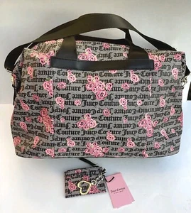 Juicy Couture Pink Bloom Weekender &Matching Credit Card Wallet. - Picture 1 of 5