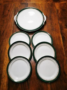 ANCIEN SERVICE A DESSERT ASSIETTES PLAT PORCELAINE SARREGUEMINES SERIE EMERY - Picture 1 of 8