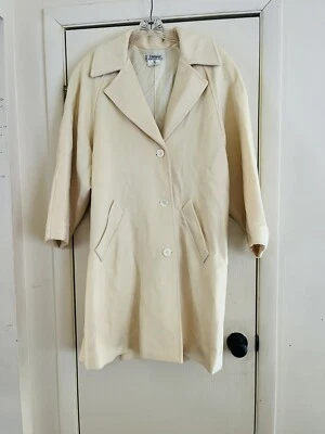 复古 70 年代 J. Tiktiner 法国制造 100% 羊毛极简主义白色外套 L — 第 1/4 张图片