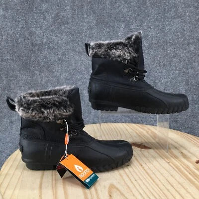 Sporto Duck Boots Womens 8M Nalia Snow Black Lace Up Faux Fur Waterproof NEW - Image 1 of 4