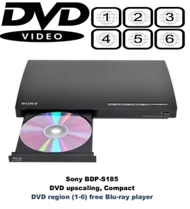 Sony BDP-S185 DVD 1-6 MULTI REGION Free Xvid Small Compact  Blu-Ray Player RB - Picture 1 of 8