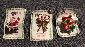 3 Hand Painted ๐ Christmas Pins Santa ๐
Bells ๐ Candy Canes - Picture 1 of 4