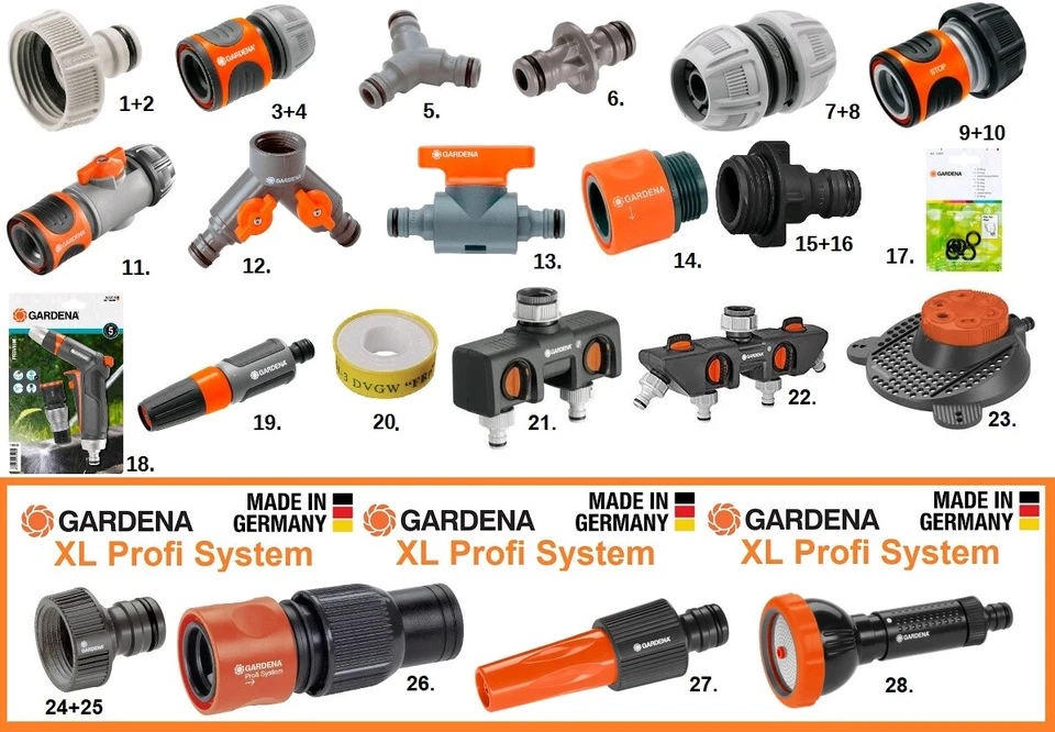 GARDENA Schlauchstück Hahnstück Wasserstop Kupplung Reparator Y-Stück Adapter - Bild 1 von 1