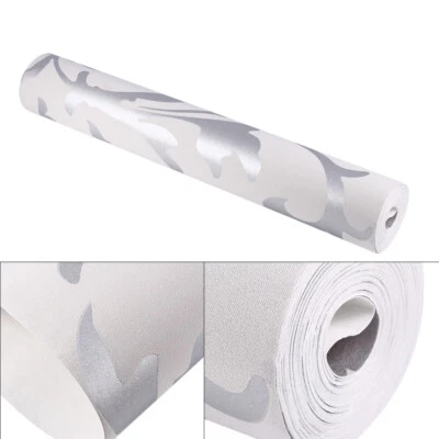 Silver baroque Floral Wallpaper Silver Leaves Embossed Textured Nonwoven DIY - Image 1 of 4