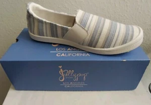 New Womens Jellypop Comfort Fit Clever Blue Multi Linen Shoes Loafers Size 7 M - Picture 1 of 3