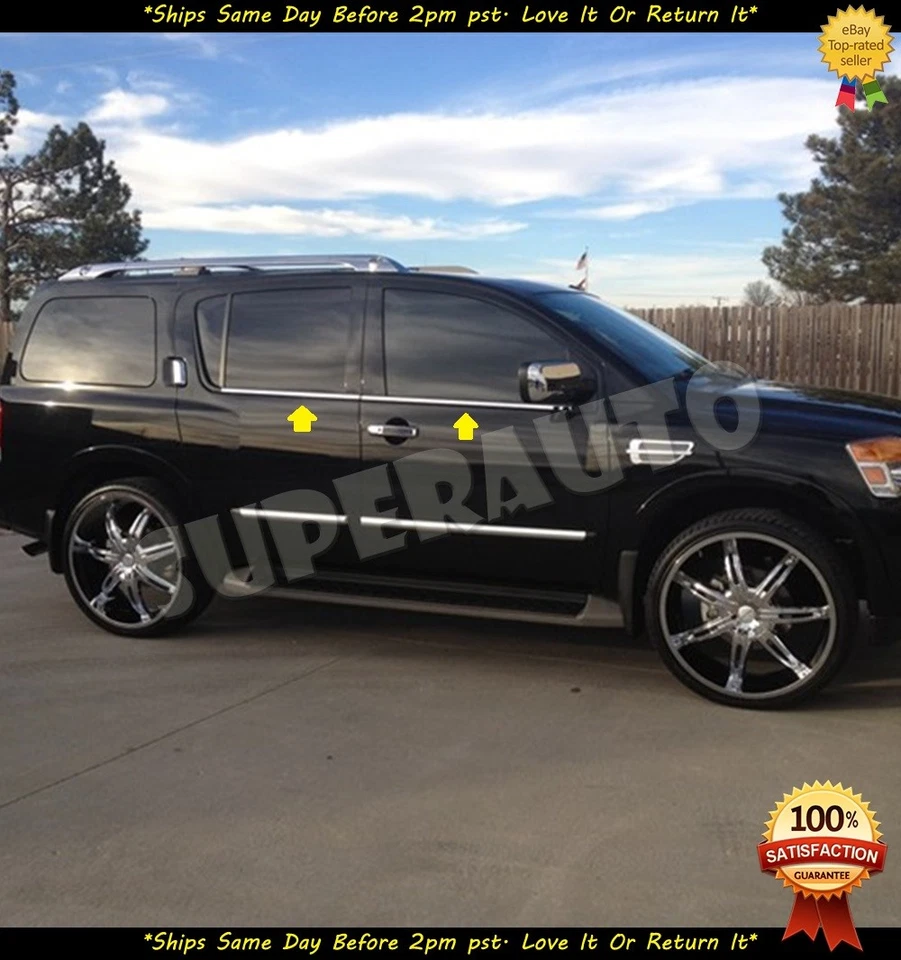 Para Nissan Armada 2004-2015 pulido 4 piezas alféizares de ventana molduras molduras 11 12 13 Foto 1 de 3