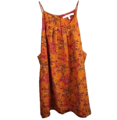 Фиолетовый + Claire женщин Майка большой оранжевый цветочный спагетти ремень богемное пляж - Изображение 1 из 4