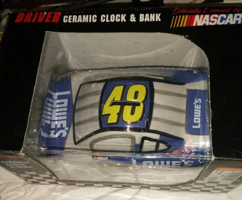 Jimmie Johnson #48 - Ceramic Clock And Bank - Official NASCAR Racing - New Cover