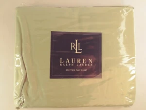 NEU Ralph Lauren 100% Baumwolle ZWILLING Flaches Laken Honigtau Grün Vintage - Bild 1 von 12