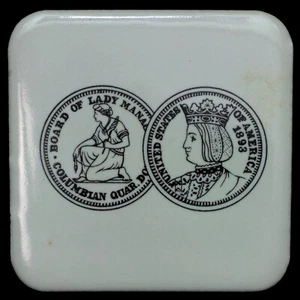 "1893" Columbian Isabella Quarter Dollar US Coin Design Ceramic Tile Magnet - Picture 1 of 2