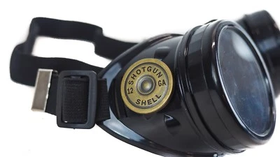 Shotgun Bullet Shell Steampunk Victorian Welding Black Goggles Punk Goth - Image 1 of 2