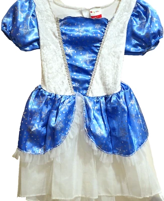 TAMANHO 4-6X FANTASIA VESTIDO PRINCESA FLOCO DE NEVE AZUL CINDERELA E PRATA - DISFARCE ~EUC - Imagem 1 de 4
