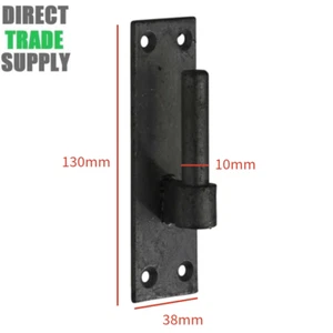 Pair of 10mm Heavy Duty Hook on Plates Garden Gate Pin Hinge Hanger (Black) - Picture 1 of 1