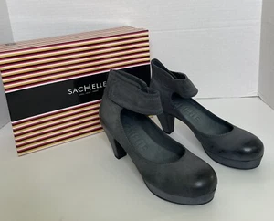 Sachelle by Sacha London Vera Gray Leather Ankle Wrap Heel US Size 6.5 Euro 37 - Picture 1 of 11
