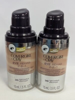 2 COVERGIRL EYE REHAB 2IN1 BRIGHTENING CONCEALER 340 LIGHT/MED 0.5oz *SEE DESCR - Image 1 of 2