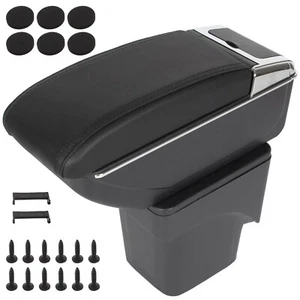 FÜR FORD FOCUS MK2 04-11 ARMLEHNE MIT STAUFACH SCHWARZES ECO-LEDER + MONTAGESATZ - Bild 1 von 3