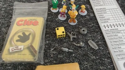 The Simpsons Clue 2nd ed. Game Pieces Weapons Characters READ NOT COMPLETE - Image 1 of 2