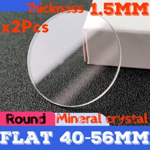 2Pcs 40-56mm Mineral Glass 1.5mm Flat Round Watch Crystal Watch Lens Repair Kit - Picture 1 of 7