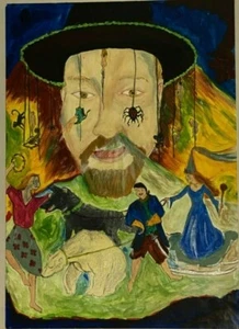 On the Eve of the Duel Acrylic on Paper Art Painting Beata Ulikowska Signed - Picture 1 of 12