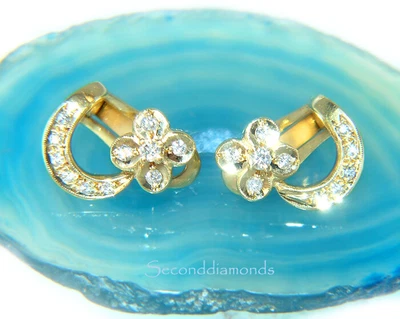 Vintage Brillant Ohrringe Ohrclipse 750 Gold / 18 kt Earrings Pendientes Oro - Bild 1 von 4