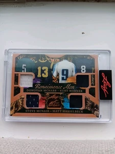 MCNABB WARNER MCNAIR HASSELBACK 2023 LEAF RENAISSANCE OF MEN GAME WORN 30/35 - Picture 1 of 2