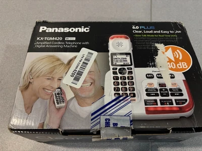 Panasonic KX-TGM420W Cordless Amplified Large Button Phone W/ Answering Machine - Image 1 of 2