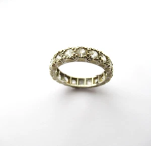 VINTAGE 1970 9CT WHITE GOLD SPINEL ETERNITY RING SIZE N 3.4g - Picture 1 of 2