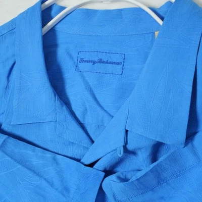 Tommy Bahama Hawaiian Shirt Mens 3XLB Big Blue Silk Floral Stitched Short Sleeve - Image 1 of 4