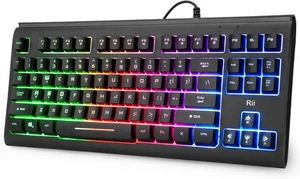 RGB Wired USB Keyboard Silent Compact PC Mac - Picture 1 of 5