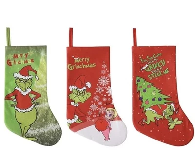 Dr. Seuss Grinch Christmas Stocking 45 cm – “Merry Grinchmas” Holiday Décor
