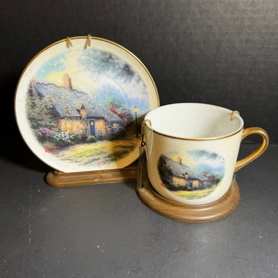 Thomas Kinkade Tea Cup and Saucer Set with Stand [Item 0049] - Image 1 of 4