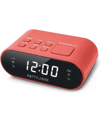 MUSE Radiowecker FM zwei Alarme Dimmer Rot Radio Wecker modern - Bild 1 von 4