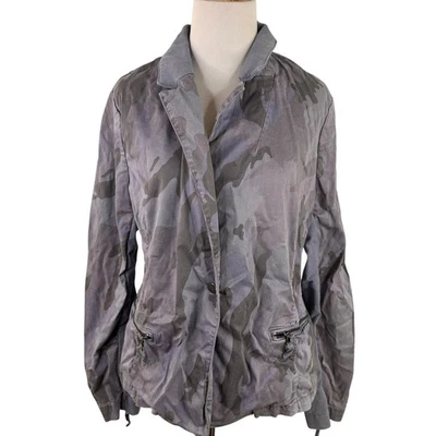 Jaqueta camuflada azul Marrekech Anthropologie tamanho grande - Imagem 1 de 4