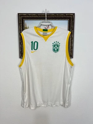 Vintage Nike Brazil Football Train Vest Shirt Ronaldinho White Mens Jersey Sz XL - Image 1 of 4